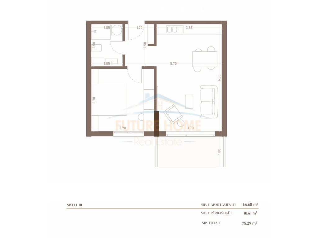 For sale, Apartment 1+1, HERA by Epidamn.Golem,Durres.