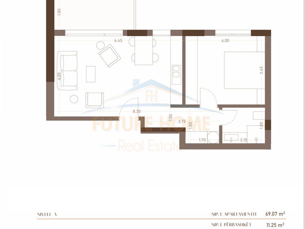 For sale, Apartment 1+1. Golem, Durres.