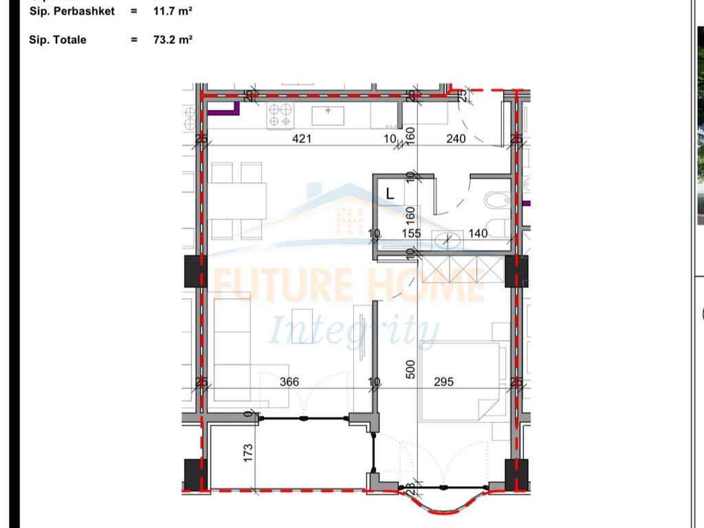 For sale, Apartment 1+1, Aluna Complex, Tirana.