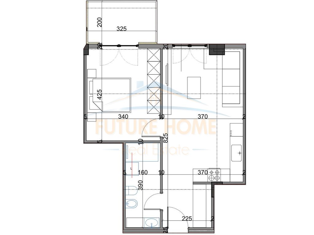 Shitet, Apartament 1+1, Kompleksi Viva, Rruga “Javer Malo”, prane qendres Globe. Tirane