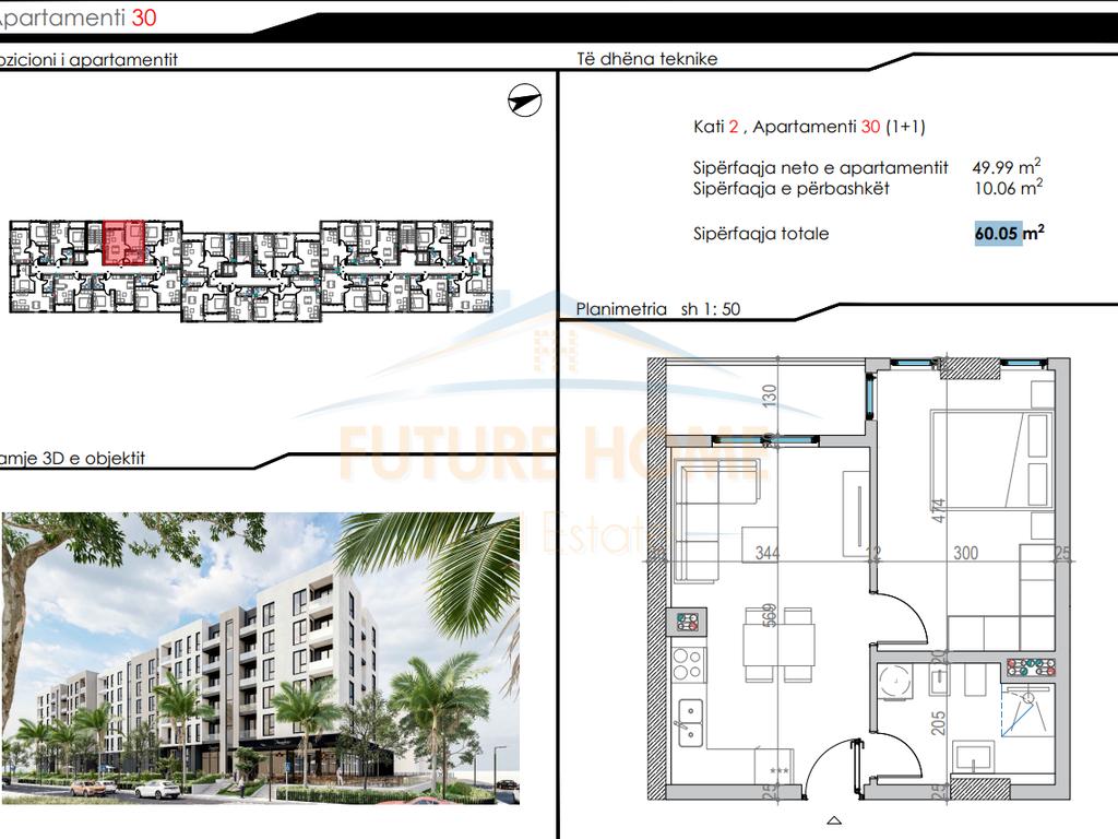 For sale, Apartment 1+1, Mali i Robit, Golem