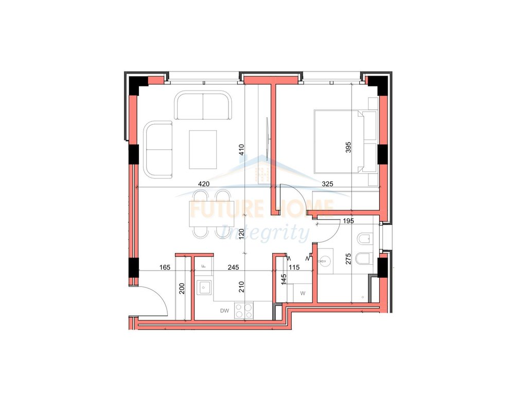 For sale, Apartment 1+1, Maison De La Terre Residence, Tirana.
