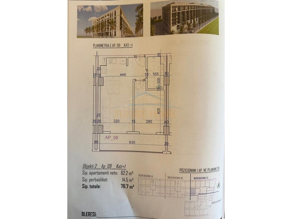 For sale, Apartment 1+1, "Bonita" Residence, Golem, Kavajë