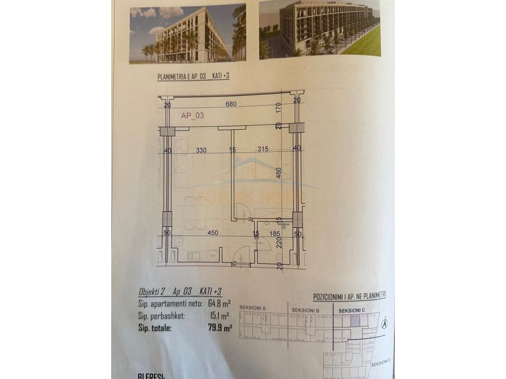 For sale, 1+1 Apartment, "Bonita" Residence, Golem, Kavajë