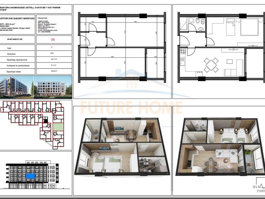 For sale, Apartment 1+1, Residence "Dragot", Golem, Kavajë