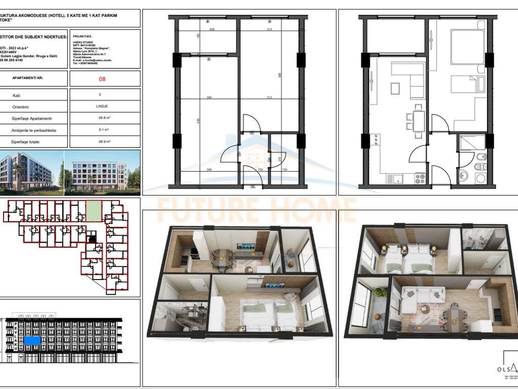 For sale, Apartment 1+1, Residence "Dragot", Golem, Kavajë