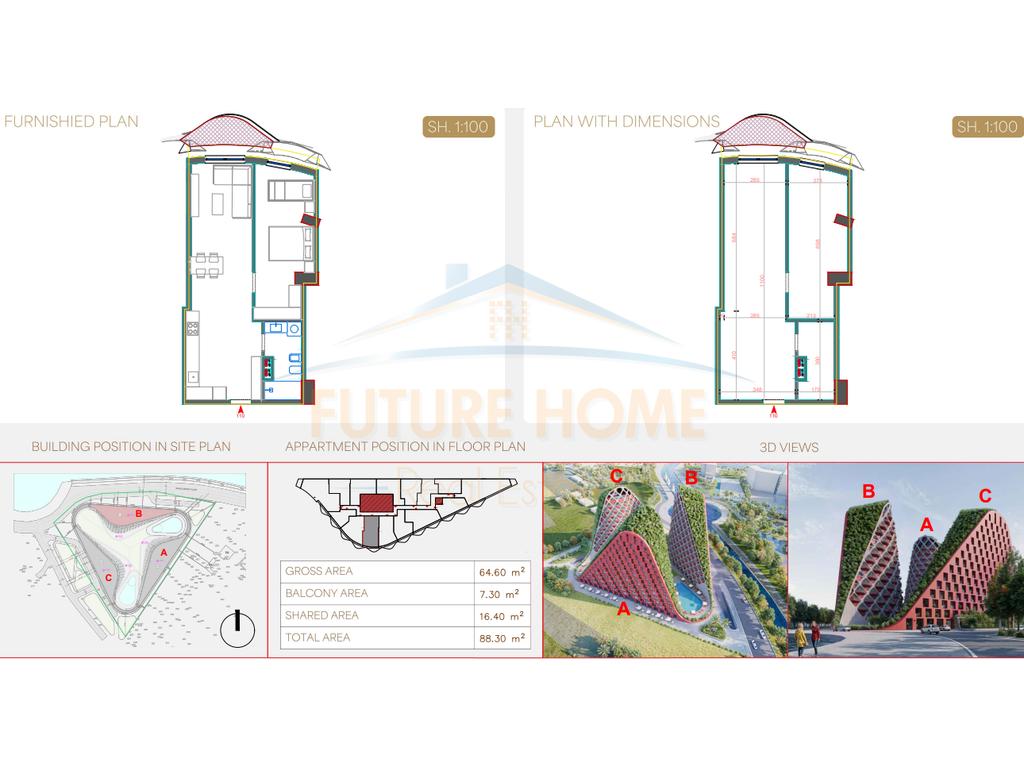 For sale, Apartment 1+1, "Narea" Residence, Qerret, Kavajë