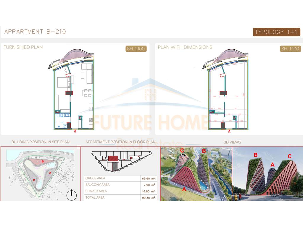 For sale, Apartment 1+1, "Narea" Residence, Qerret, Kavajë