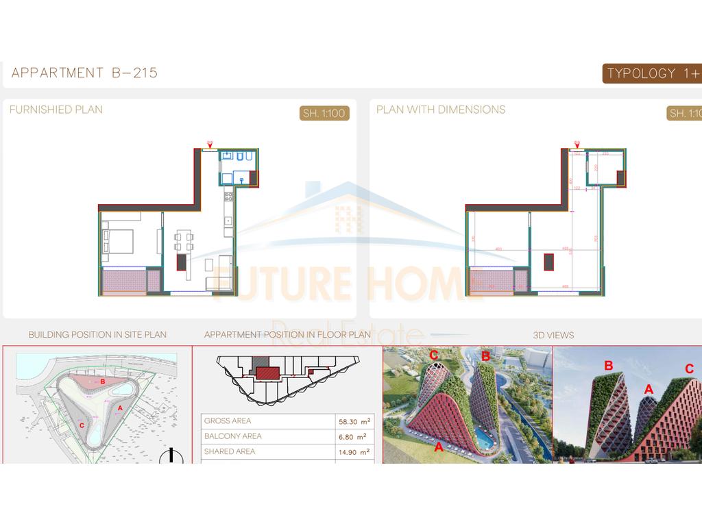 For sale, 1+1 Apartment, "Narea" Residence, Qerret, Kavajë