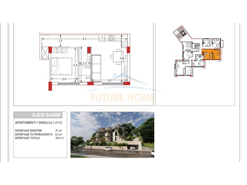 For sale, Apartment 1+1, Rezidenca Rradhima, Vlorë.
