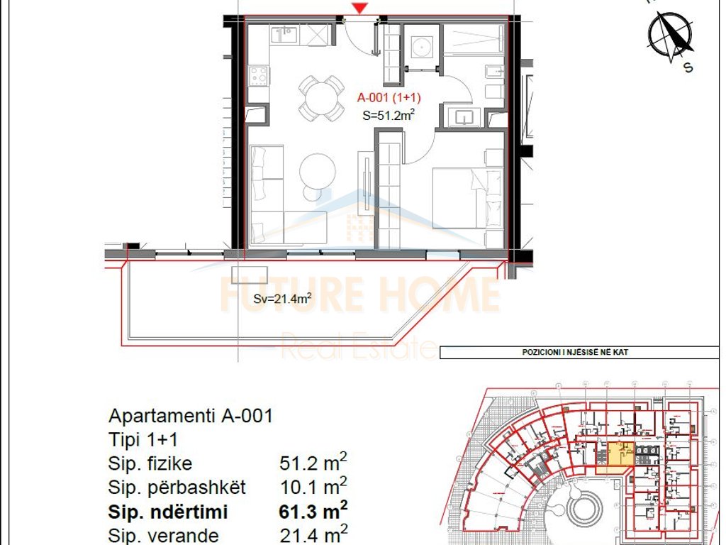 For sale, Apartment 1+1, "Tiktaalik" Residence, Qerret, Kavajë