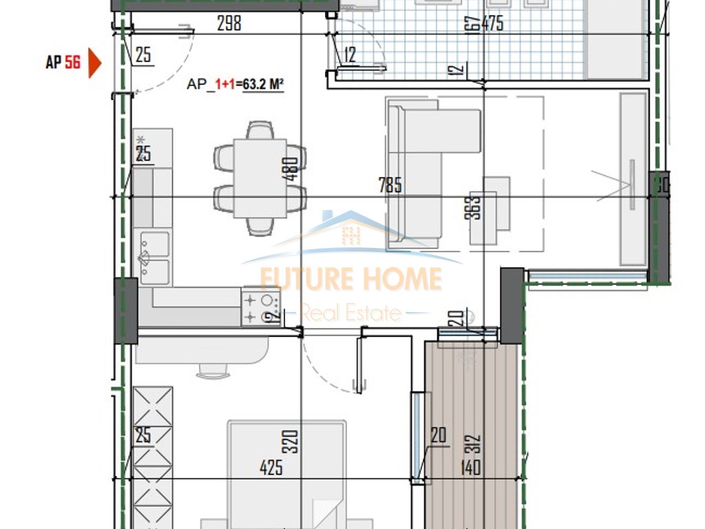 For sale, Apartment 1+1, 'Tirana View Residence', Pakuqan.