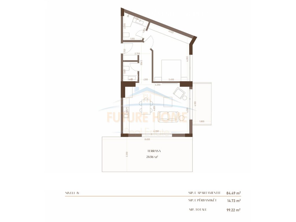 For sale, Apartment 1+1+Veranda. Golem, Durres.