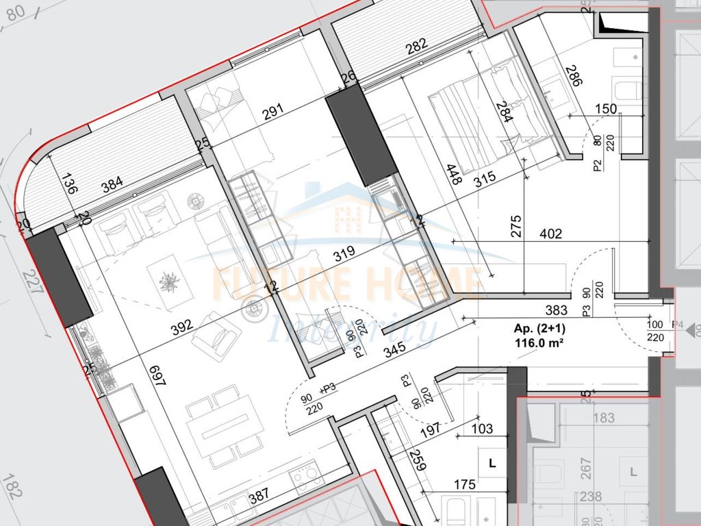 For sale, Apartment 2+1+2, Bazaar Gate, Tirana.