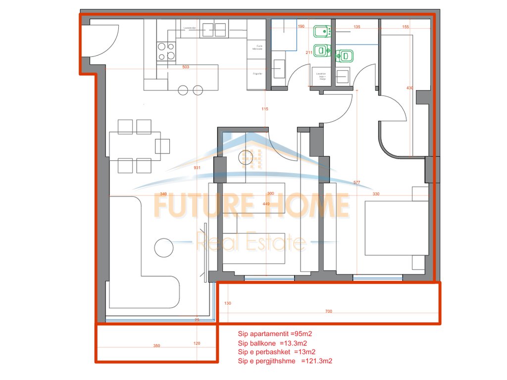 For sale, Apartment 2+1+2+Wardrobe, Komuna e Parisit