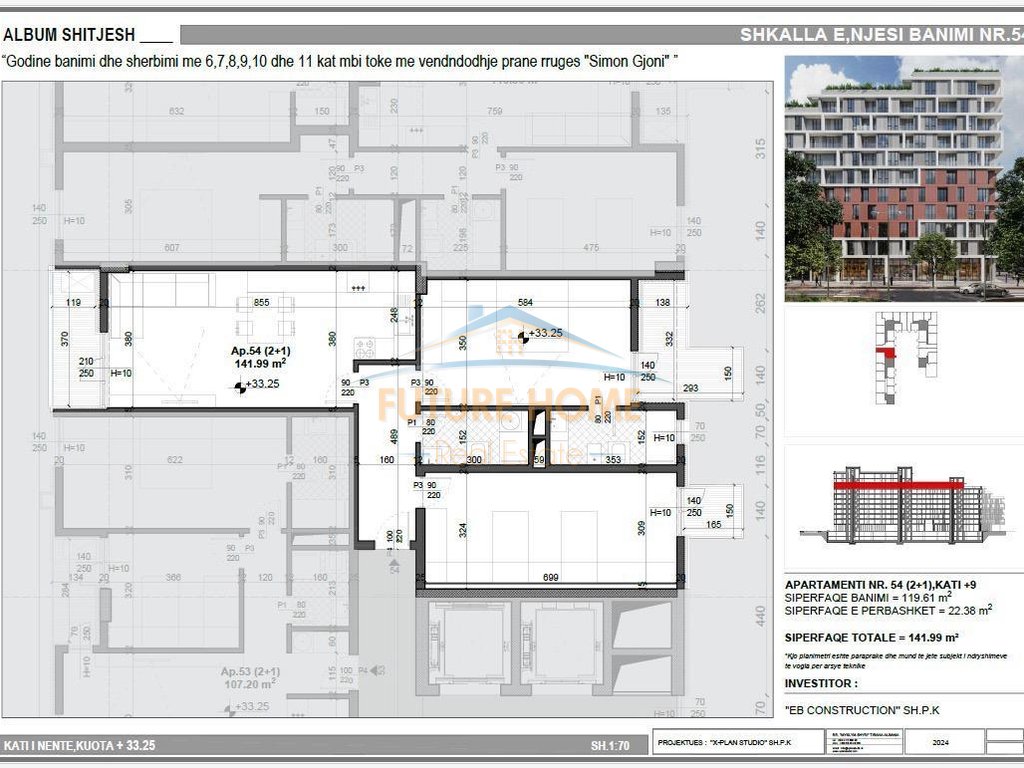 For sale, 2+1+2 Apartment, Mei’s Garden Residence, Former Aviation Field, Tirana.