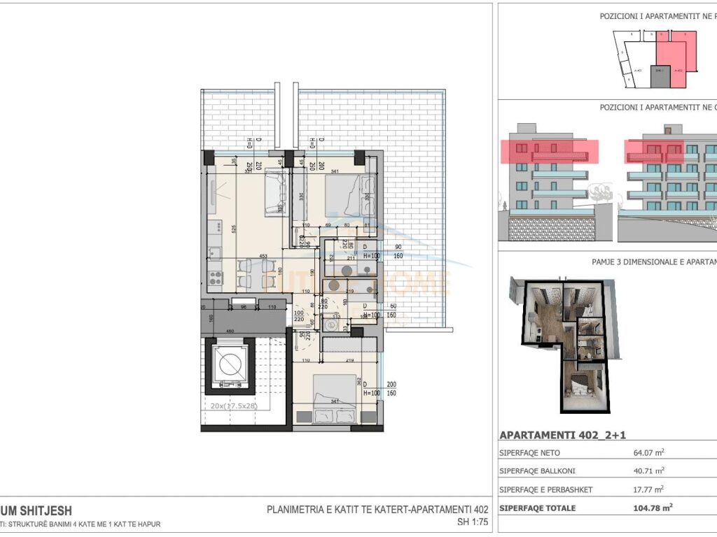 For sale, Apartment 2+1, Kloi Residence, Saranda.