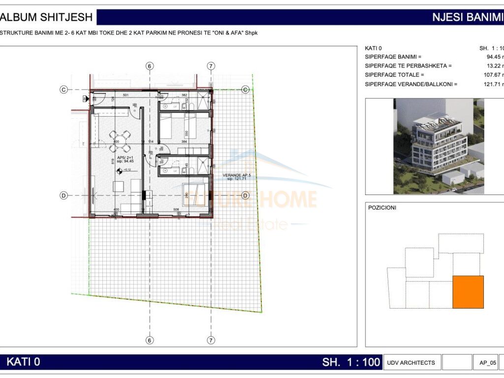 For sale, Apartment 2+1, Residence Kodra, Saranda.