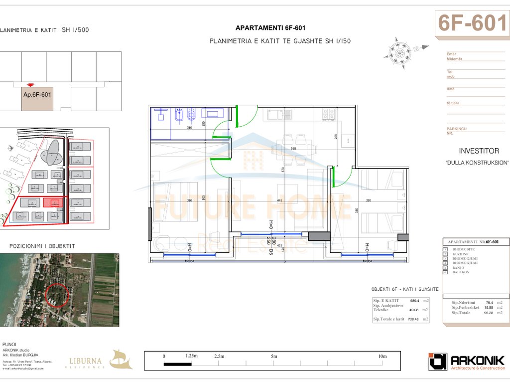 For sale, 2+1 Apartment, "Liburna" Residence, Mali i Robit