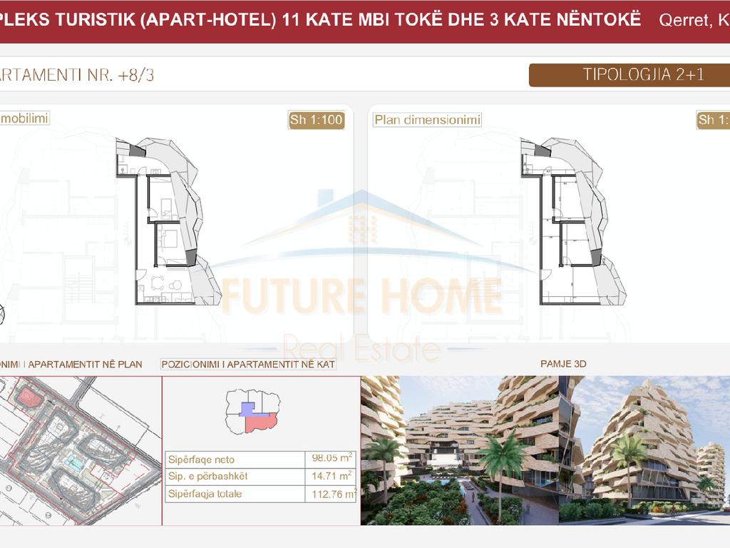 For sale, 2+1 Apartment, Residence "Seastra", Qerret, Kavaja