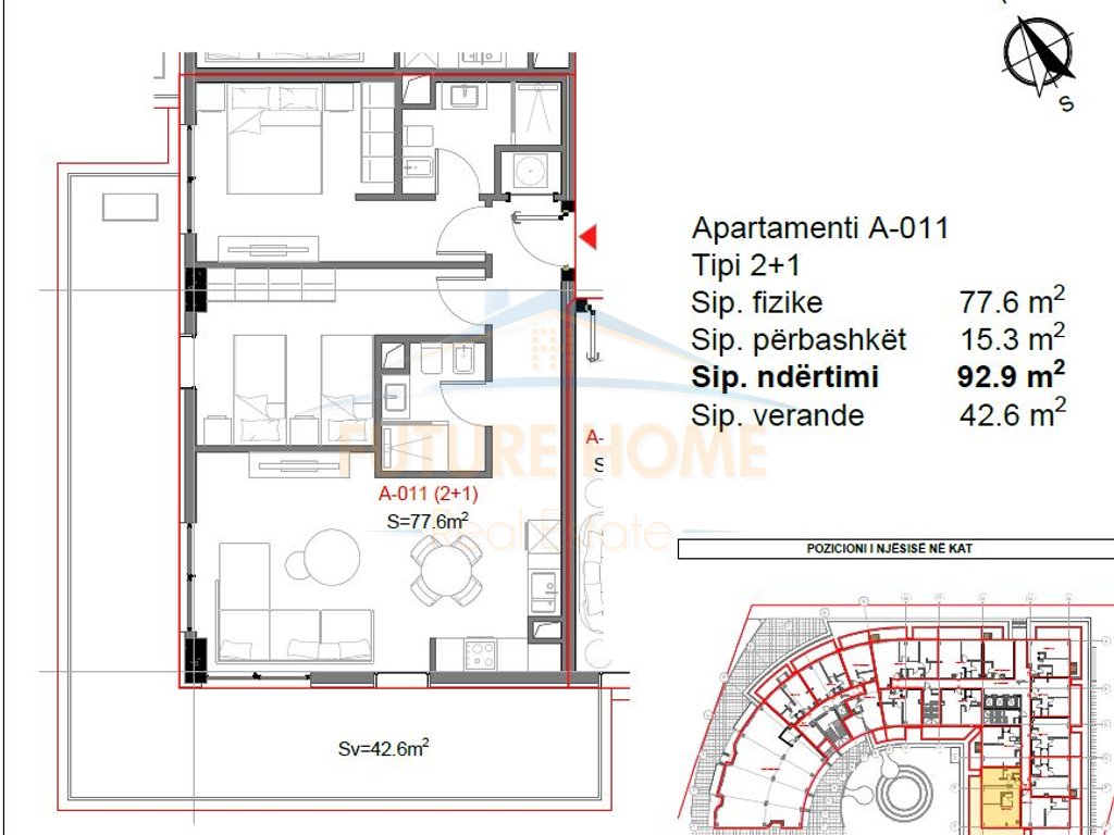 For Sale, 2+1 Apartment, "Tiktaalik" Residence, Qerret, Kavajë