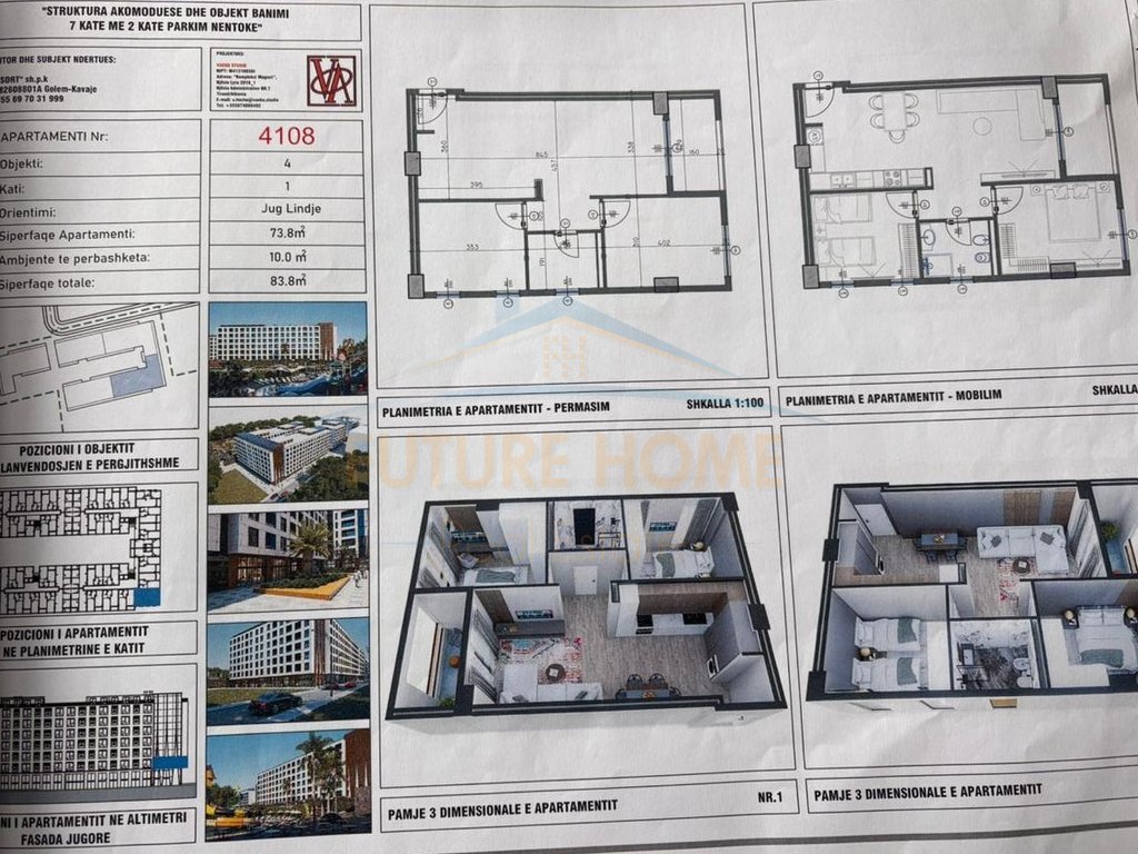 For sale, 2+1 Apartment, Residence "VM", Golem, Kavajë