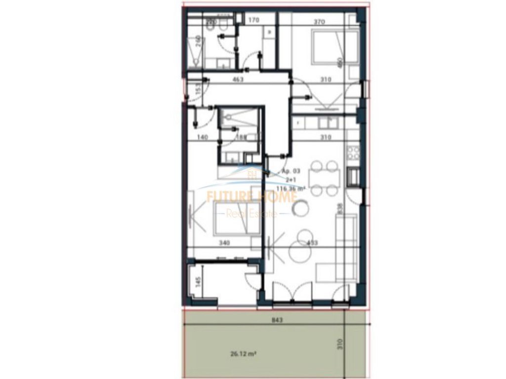 Shitet, Apartament 2+1, Sun Palasë Residence