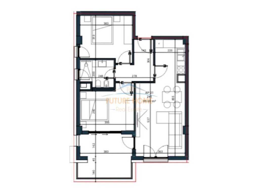 Shitet, Apartament 2+1, Sun Palasë Residence