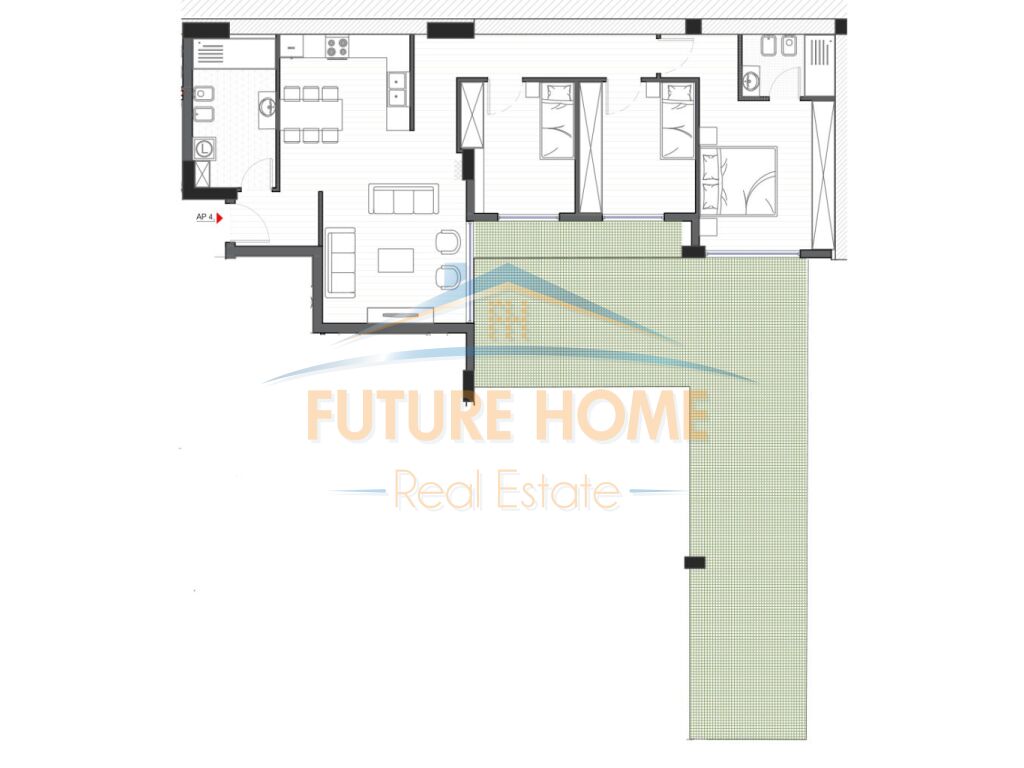 Shitet, Apartament 3+1+2, Kompleksi Green Terrace, Liqeni i Thate