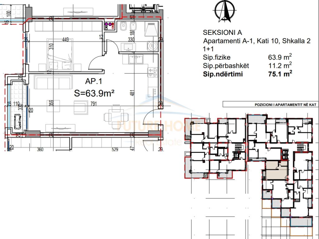 For sale, Apartment 1+1, Lungomare, Vlora.