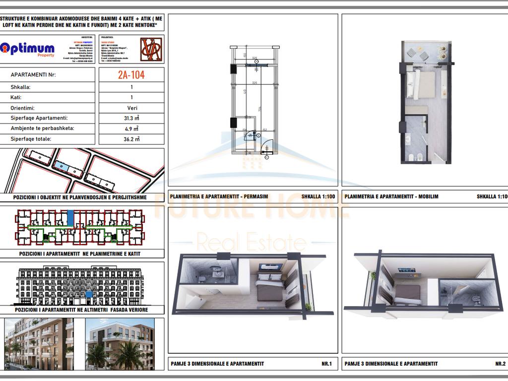 For sale, Studio apartment, Residence "Adria", Qerret, Kavajë