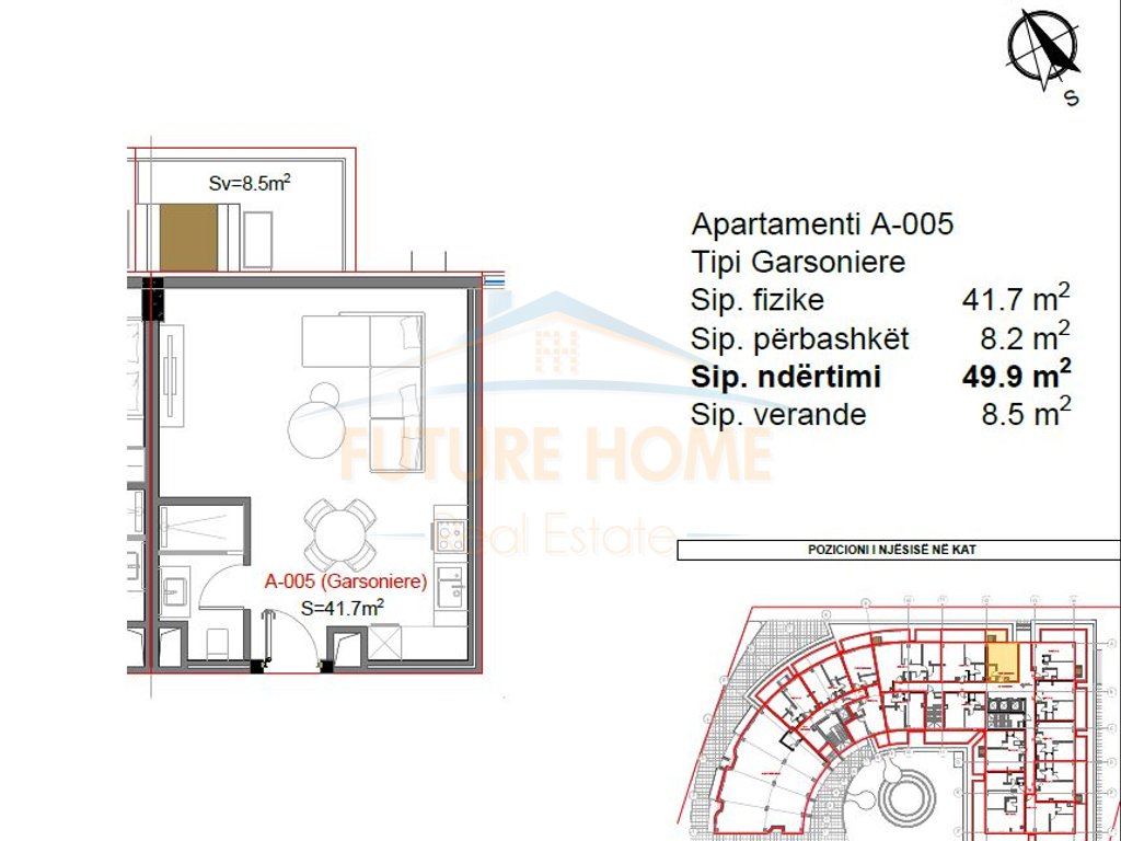 For sale, Studio apartment, "Tiktaalik" Residence, Qerret, Kavajë